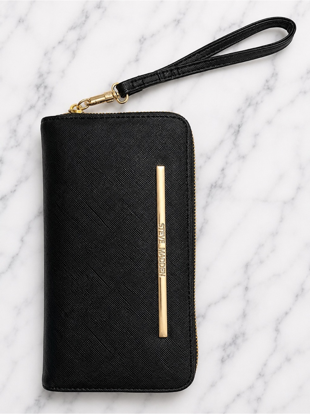 Steve Madden Black Wristlet with Gold Accent